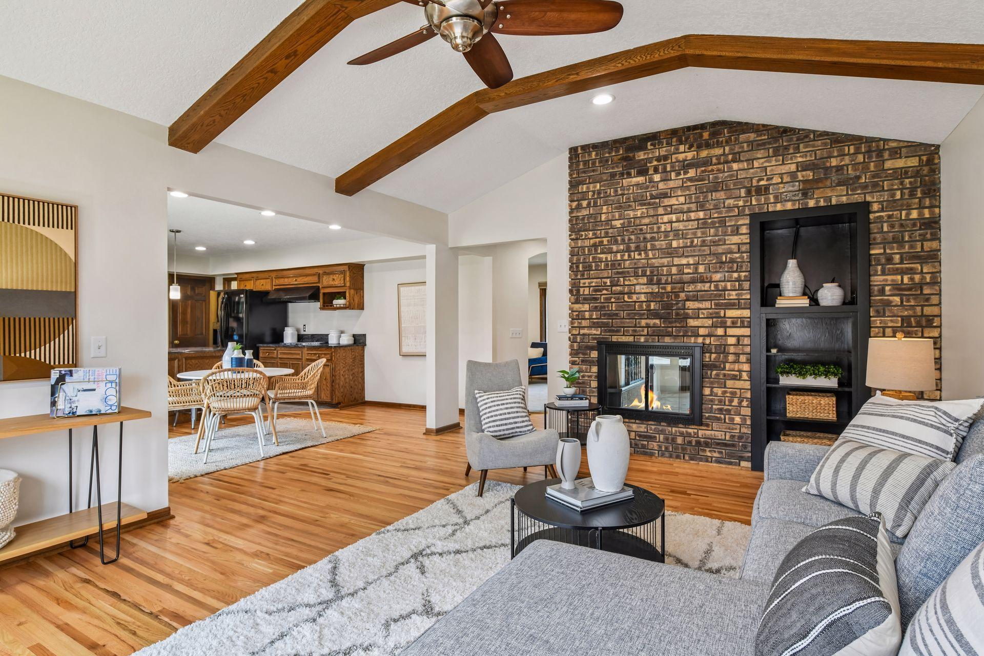 20x14 Upper Level Family room with freshly refinished oak hardwood floors and fresh paint. West-facing windows