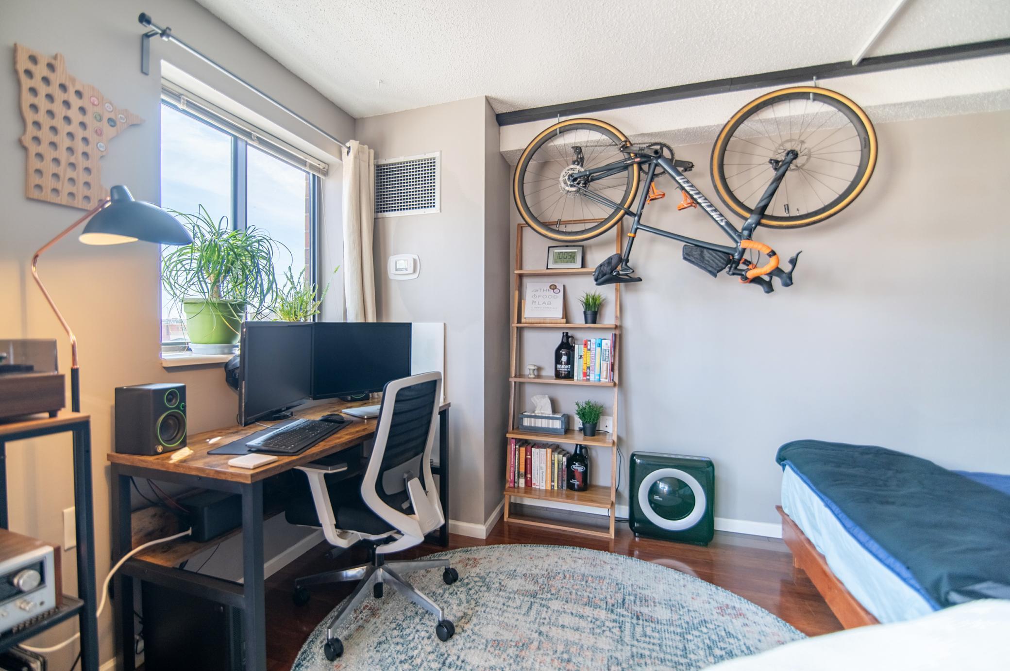 The East wall of the unit is ideal for a work from home space or a light-filled reading area to relax.