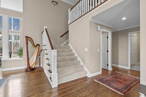 Wide staircase leading to the upper level