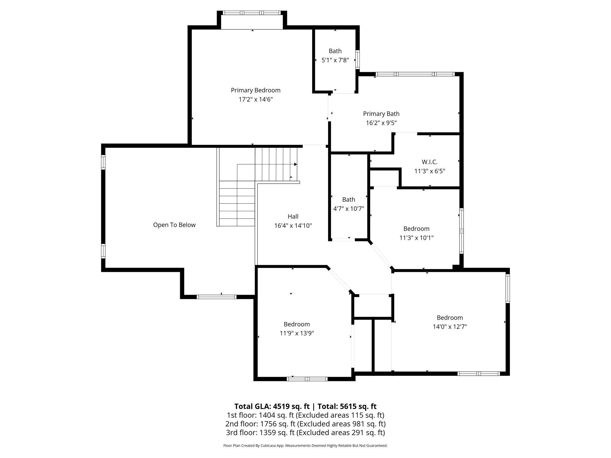 Upper level floorplan
