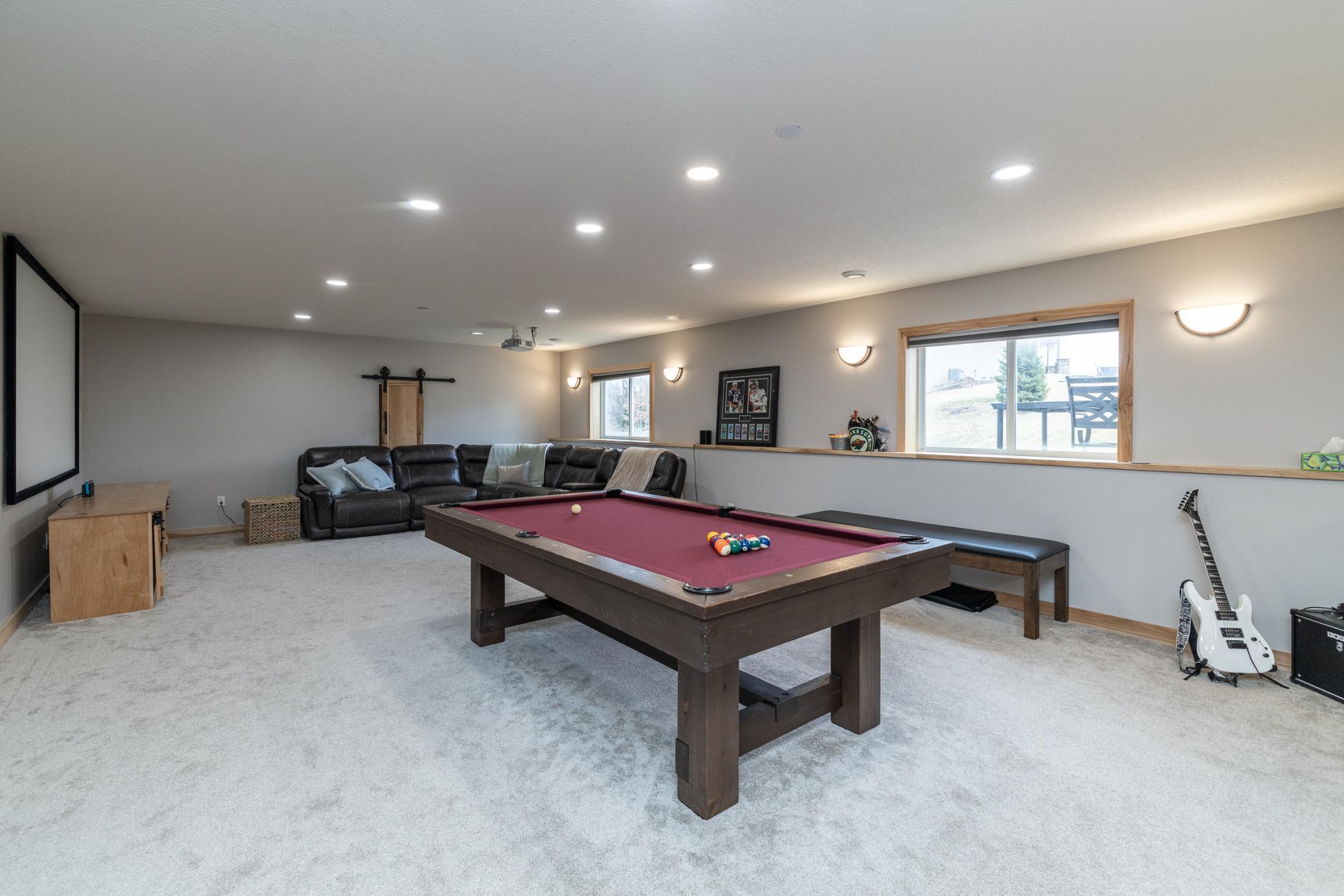 Spacious amusement room with room for games and gathering