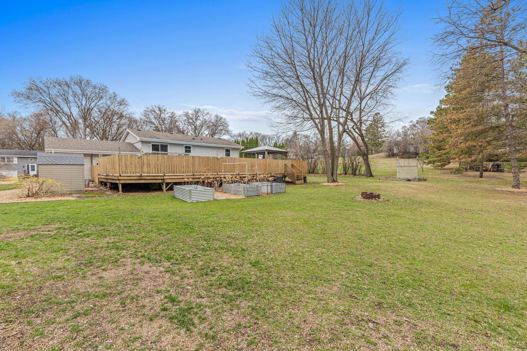 Raised gardens in the backyard.