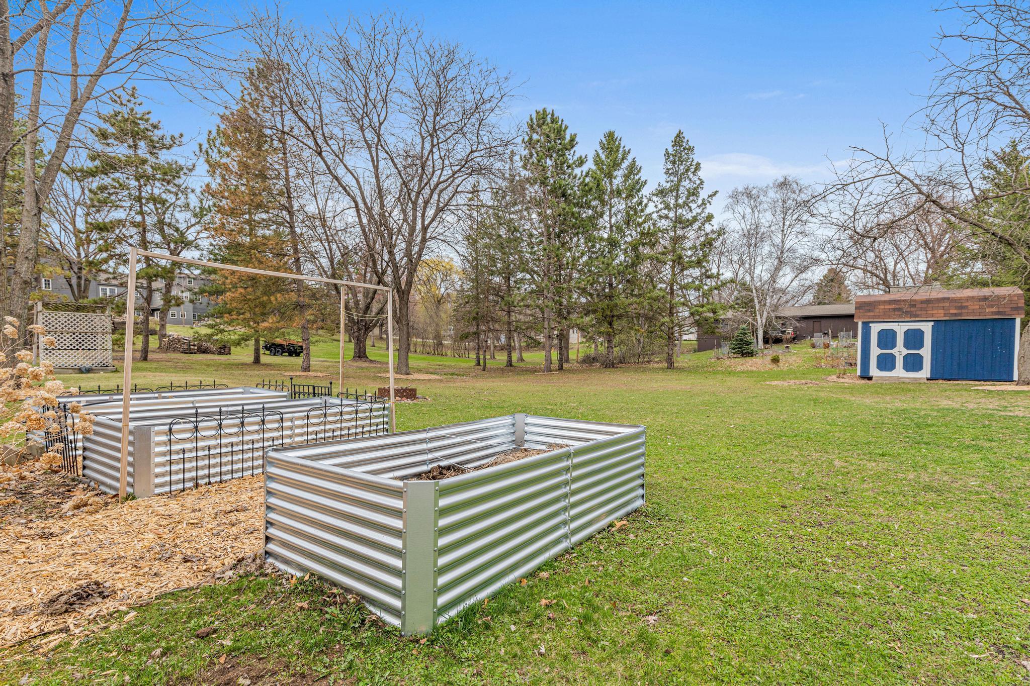 Another view of the raised gardens and the 2nd shed.