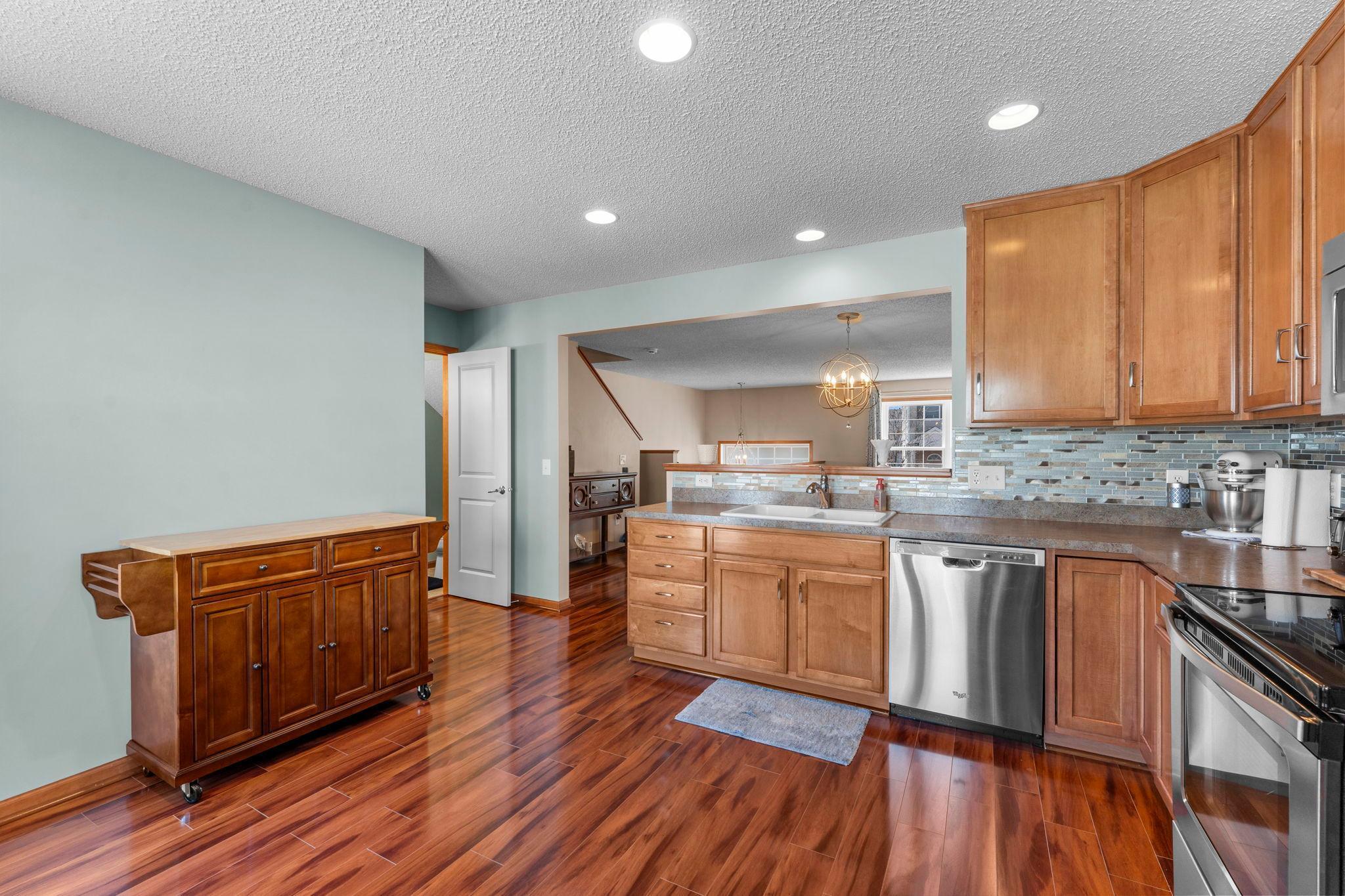 Open to the living and dining areas