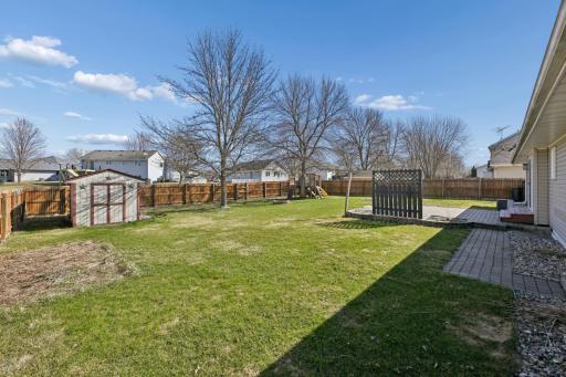 Huge fully fenced (private) yard! Storage shed too