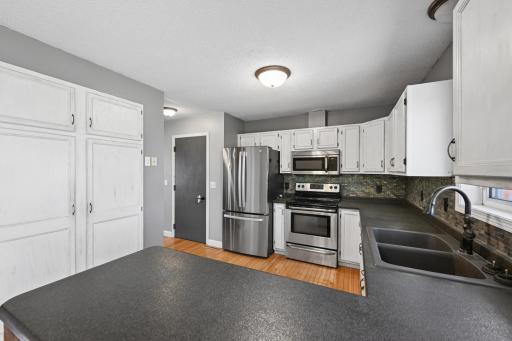Ample storage and stainless steel appliances