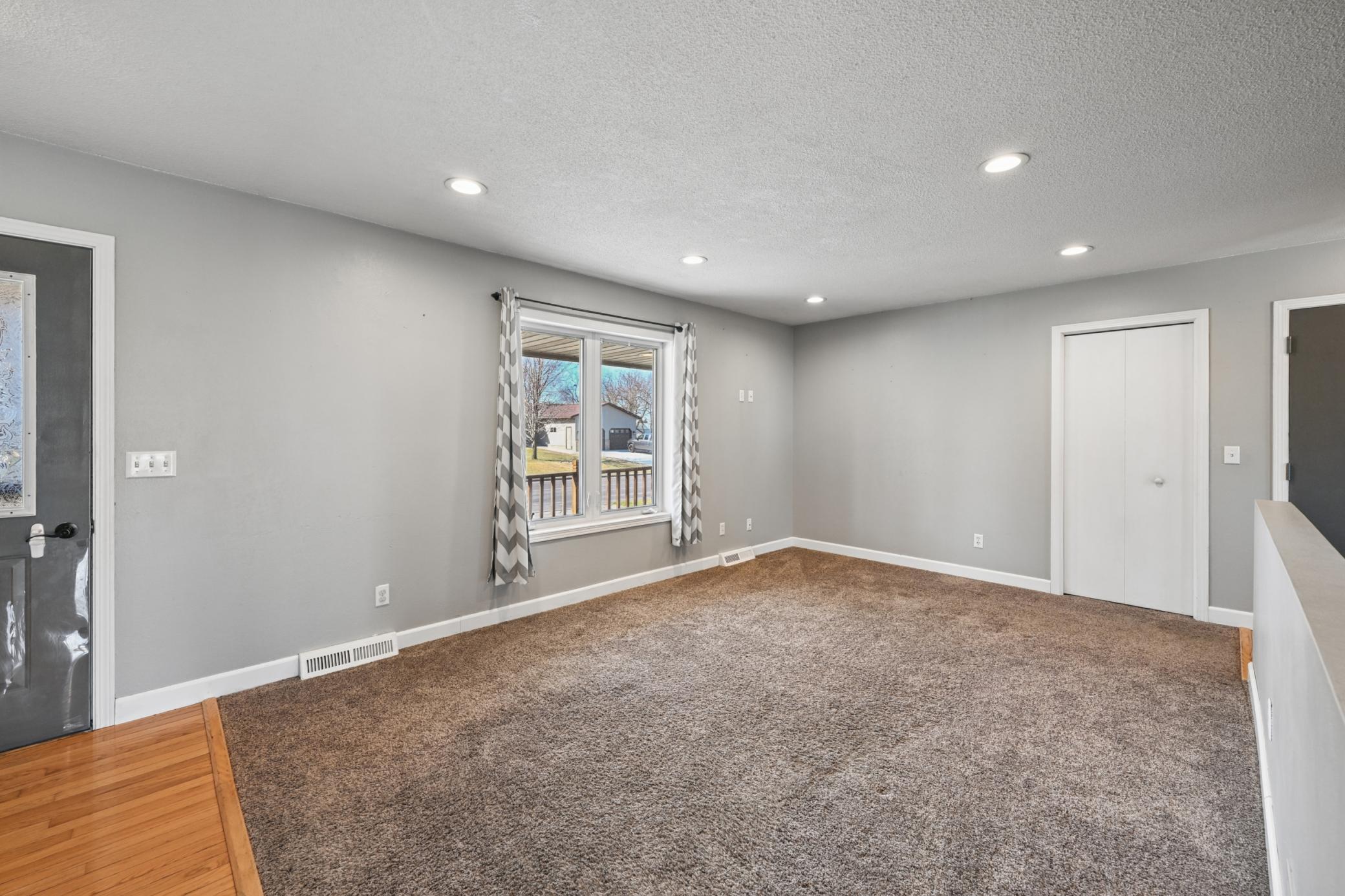 Living room features two large closets!