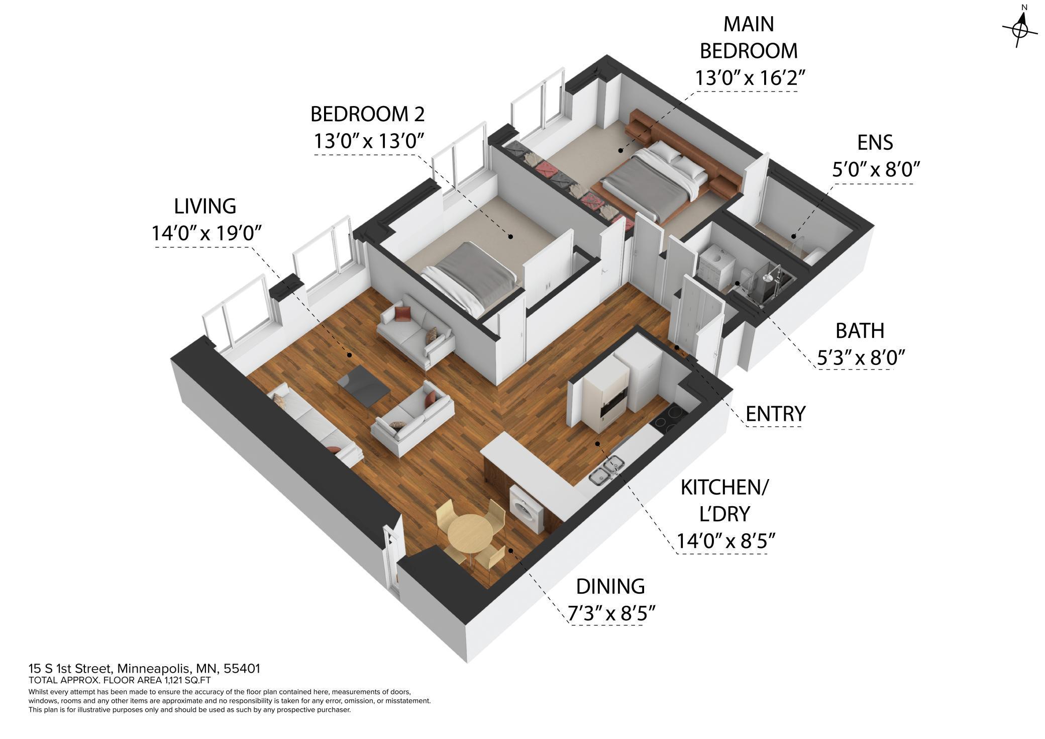 3D Unit A1601 Floorplan