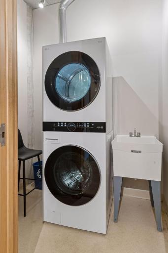 Laundry with new washer/dryer and extra storage space