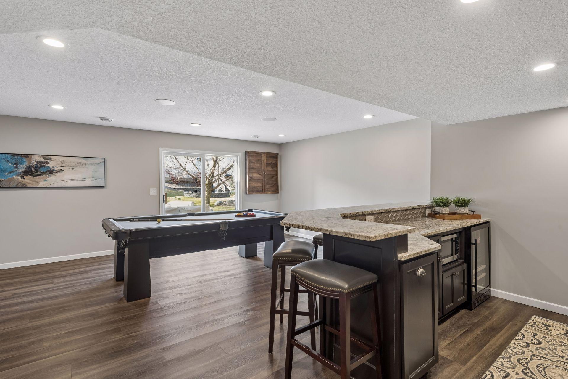 Walk out lower level to the stamped concrete patio