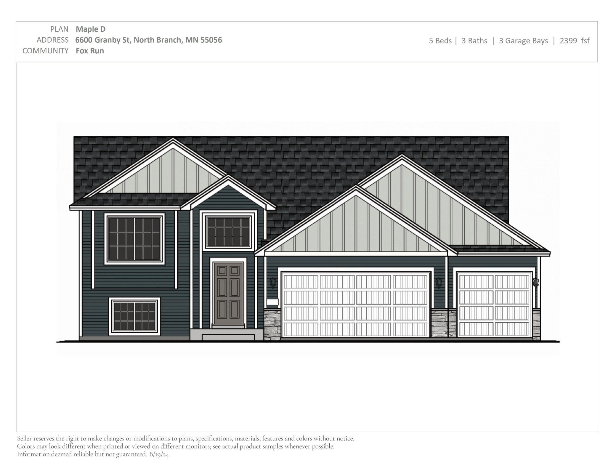 Exterior Rendering. Photos and renderings may not depict actual plan, materials, & finishes may vary. All measurements are approximate.