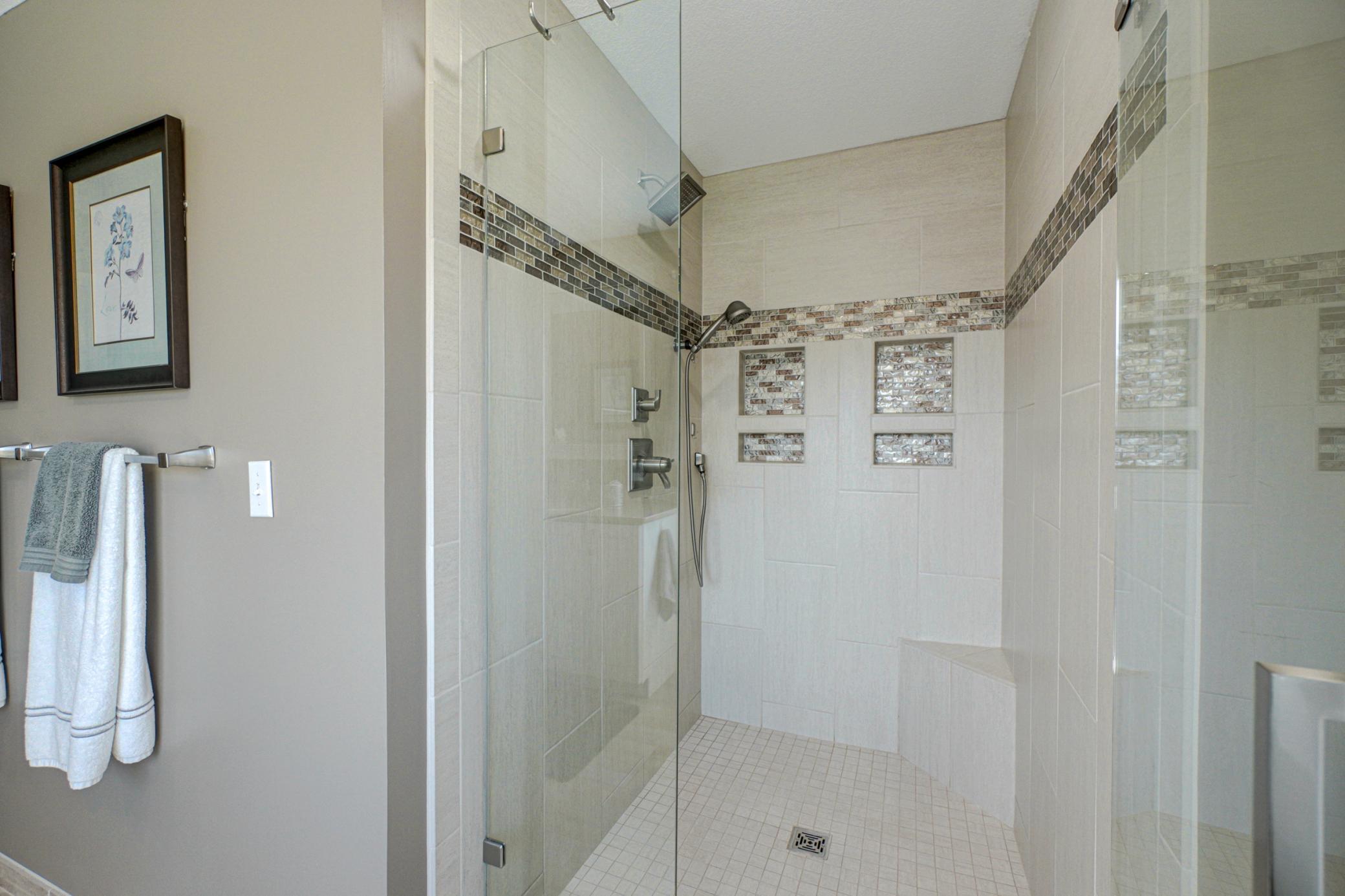 Enjoy a spacious walk in shower