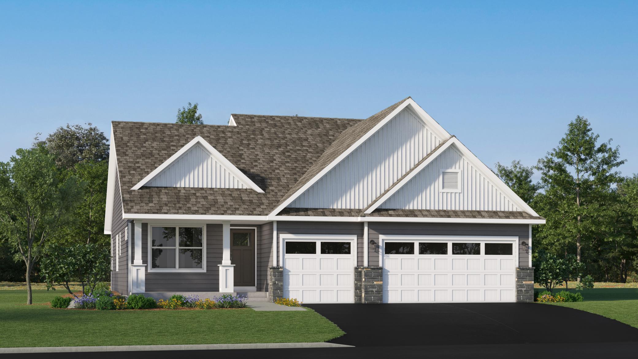 (Exterior rendering, actual home's finishes will vary.)