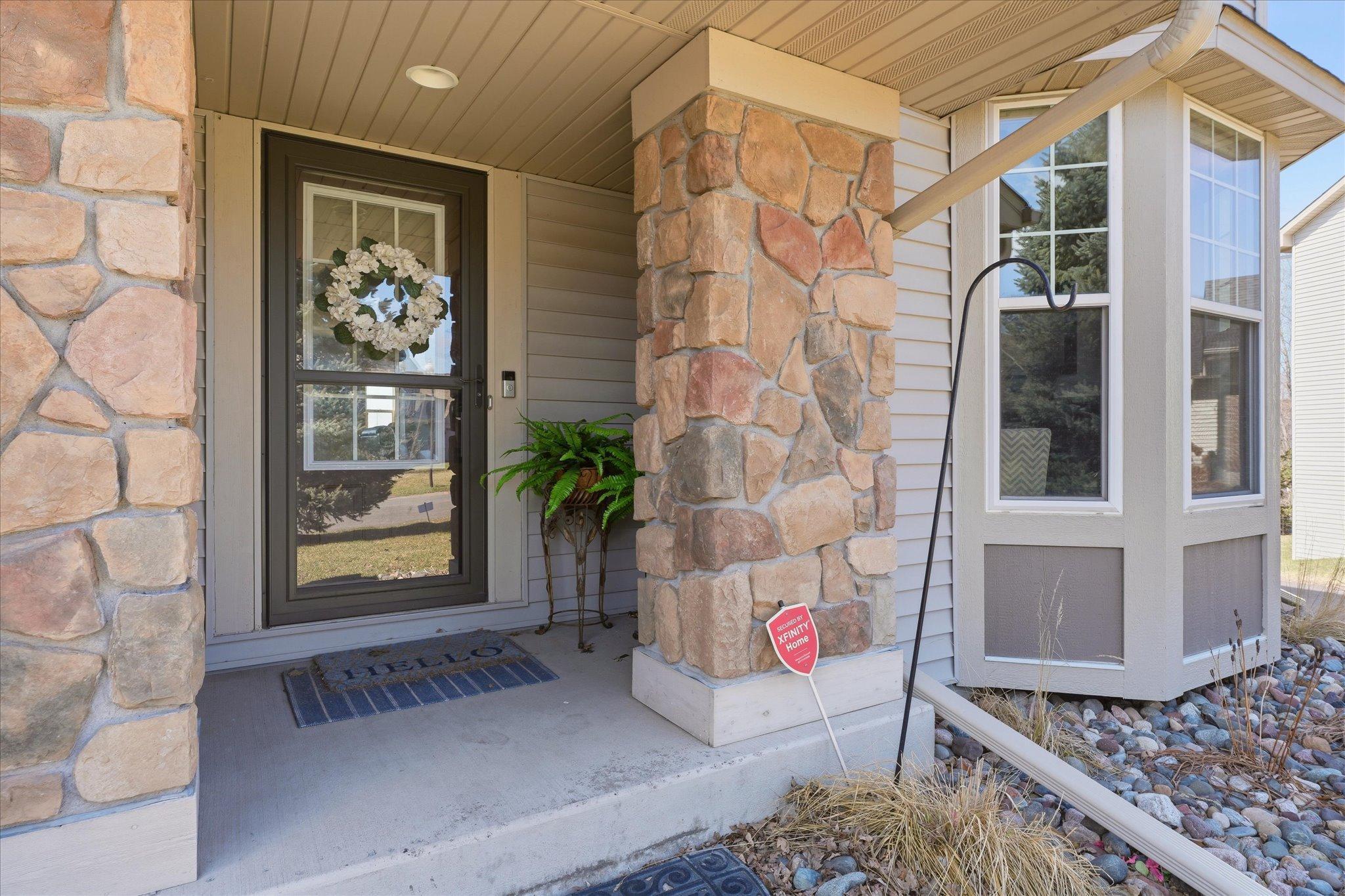 Inviting Front Entry with stone accents