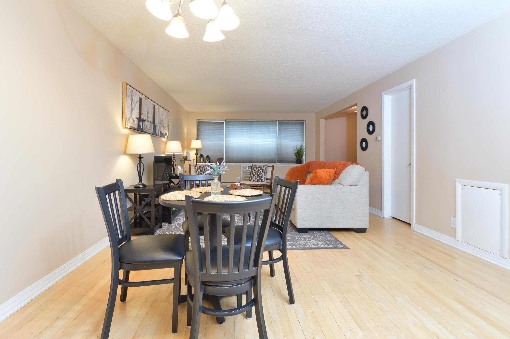 Open sightlines from kitchen into dining and living areas