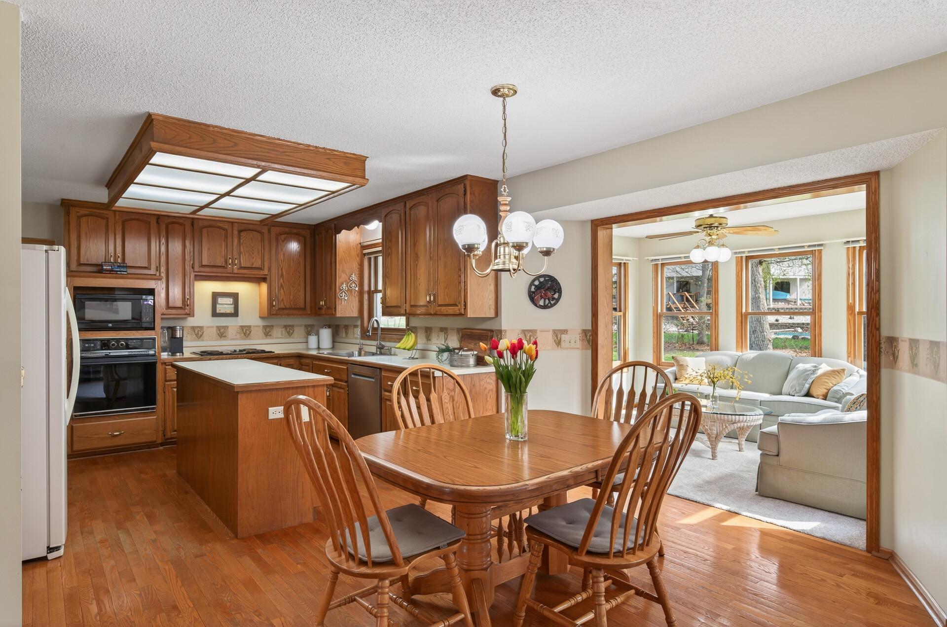 Informal dining opens to sun room