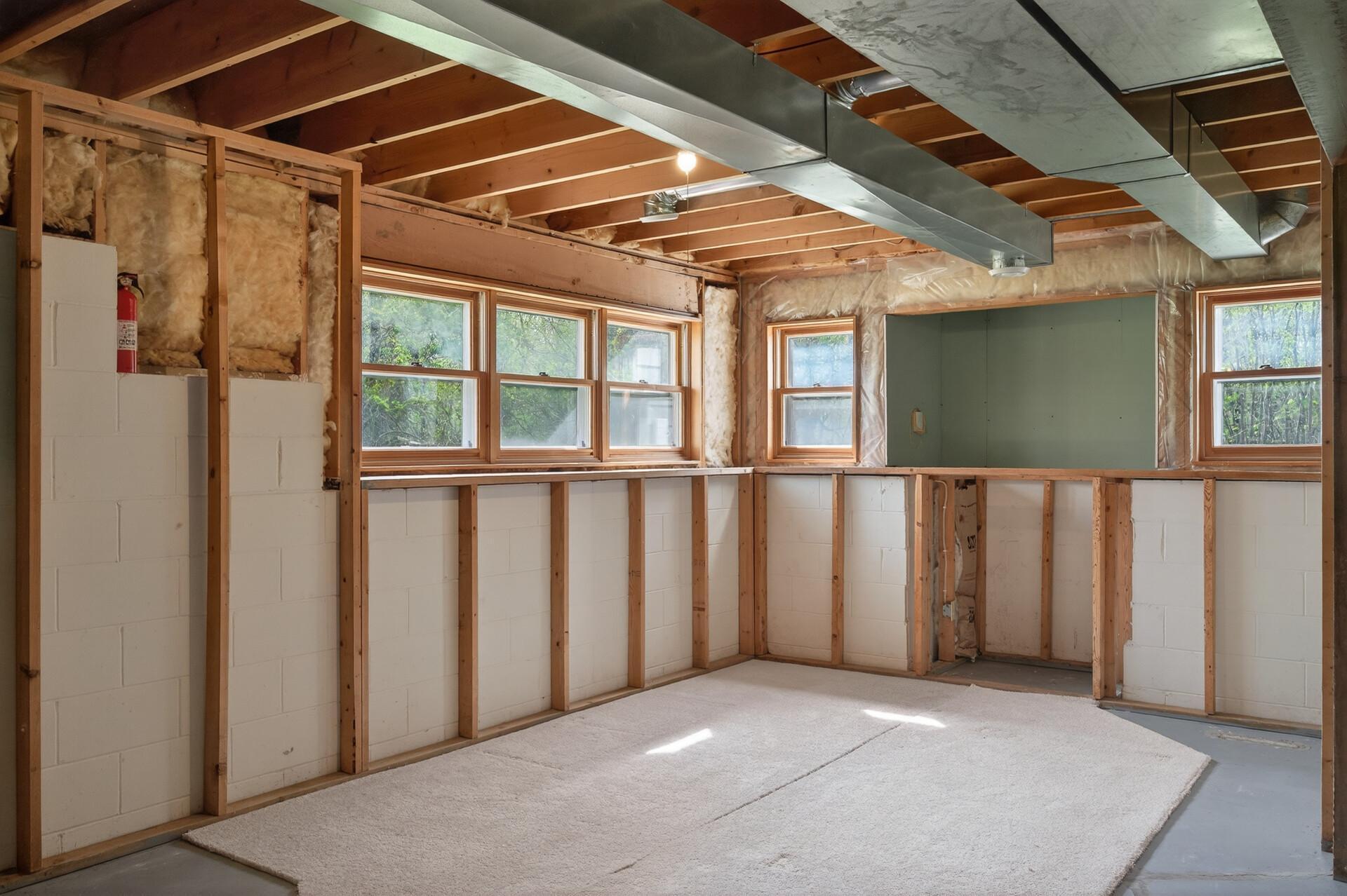 Unvinished lower level...great spot for family room. Additional space for pool table off this room and lots of unfinished storage area.