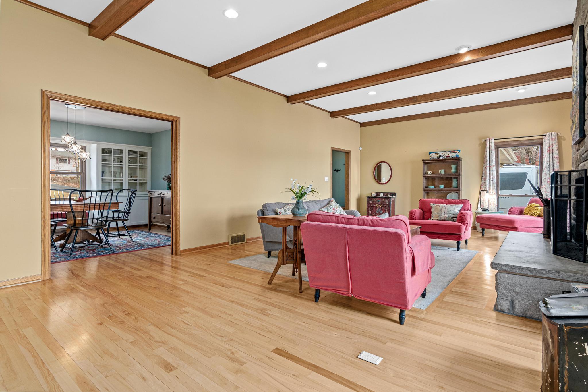 Living room entrance to the formal dining room