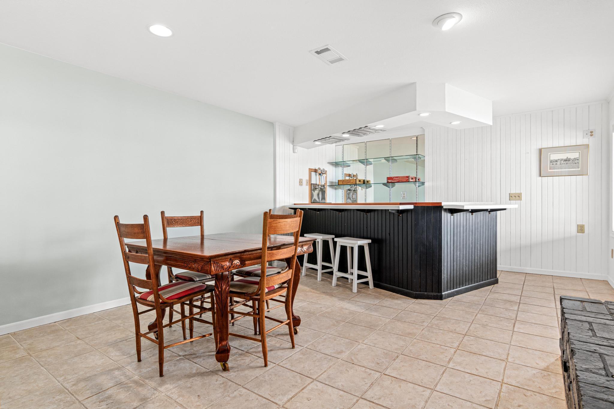 Family room with bar area