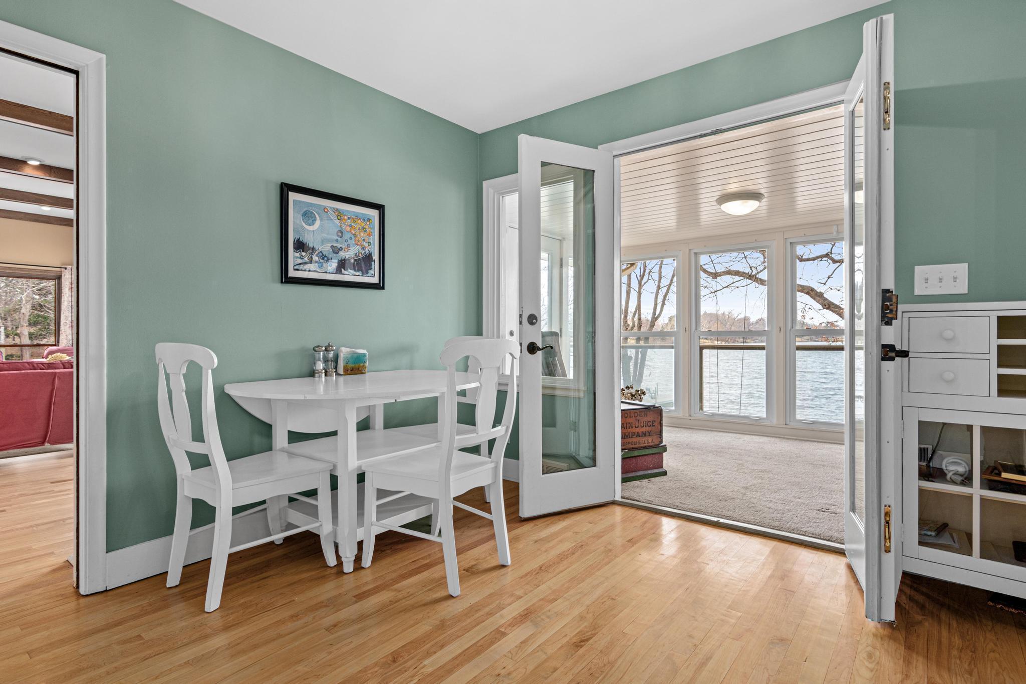 Informal dining with access to 3 season porch
