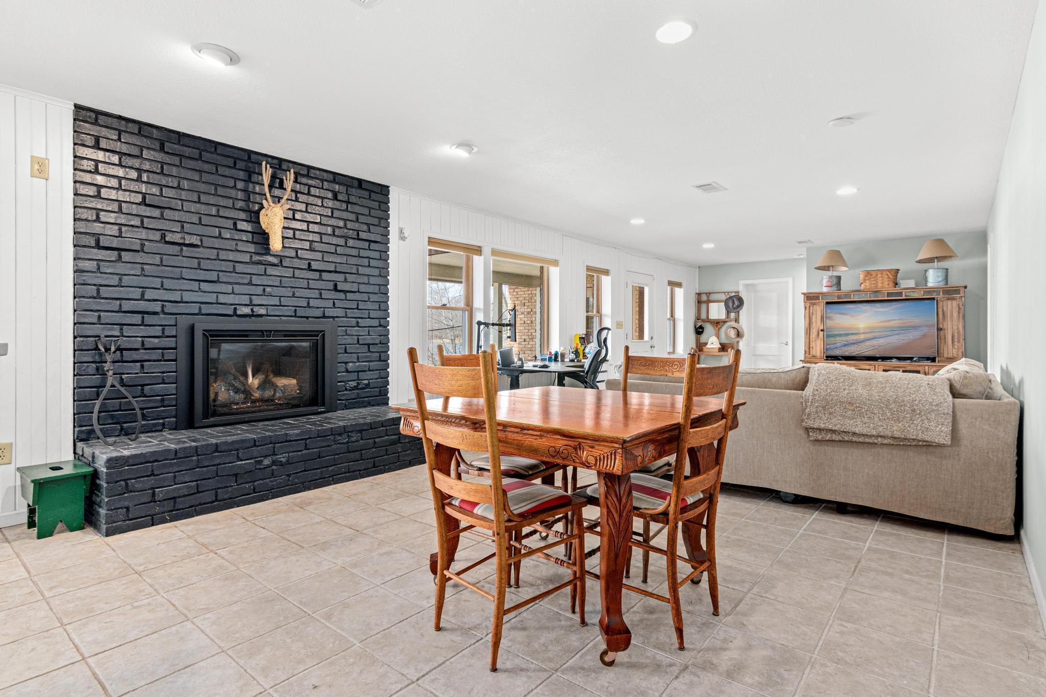Lower level family room with table for cards/games