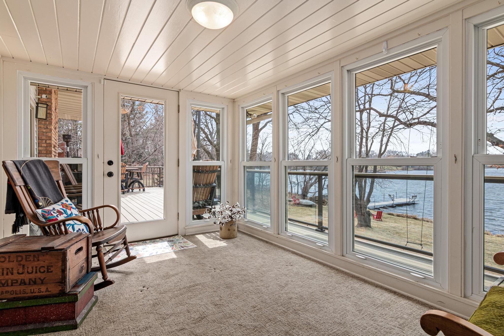 3 season porch with access to maintenance free deck