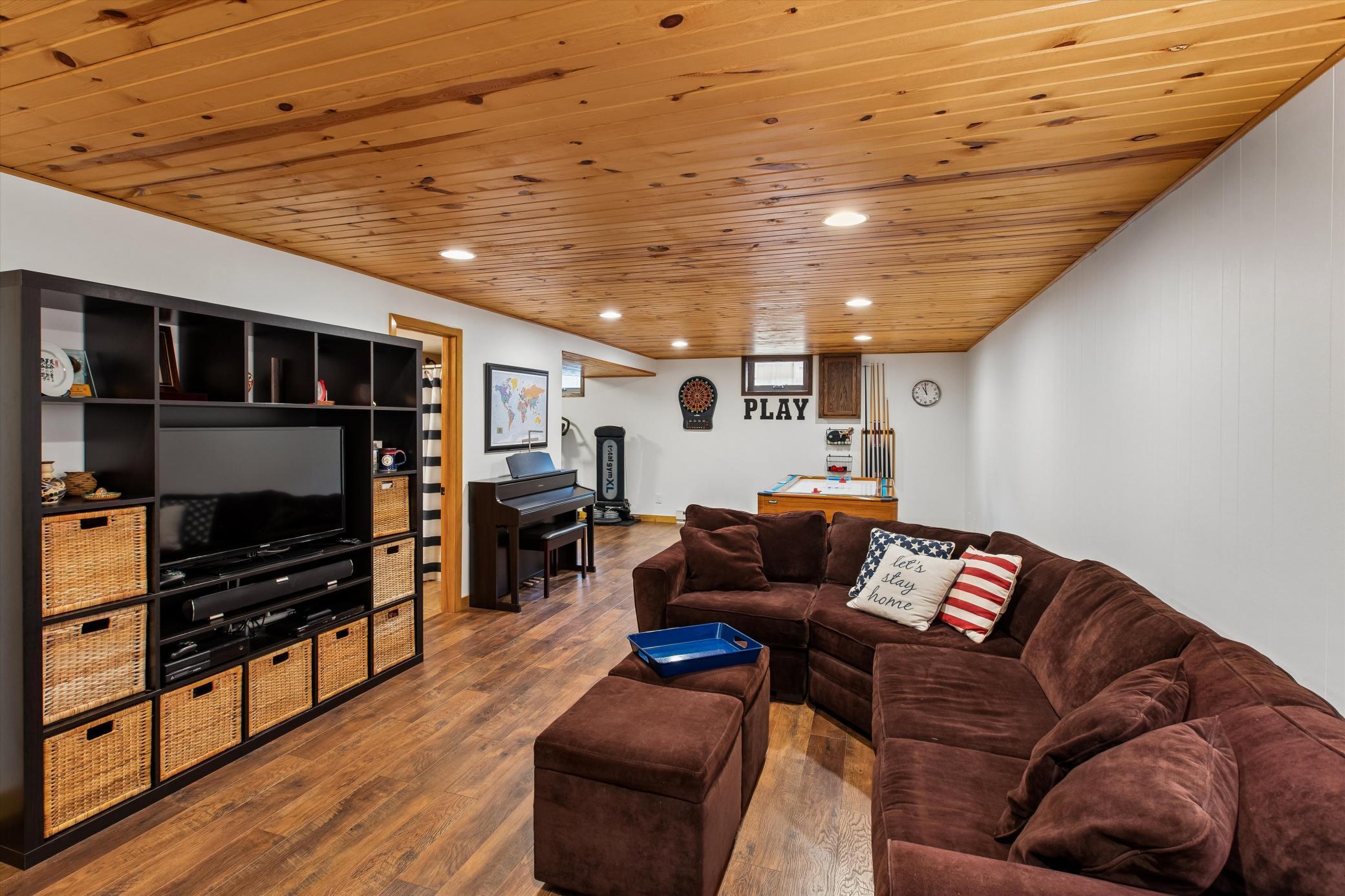 Lower Level Amusement Room with recessed Lighting.