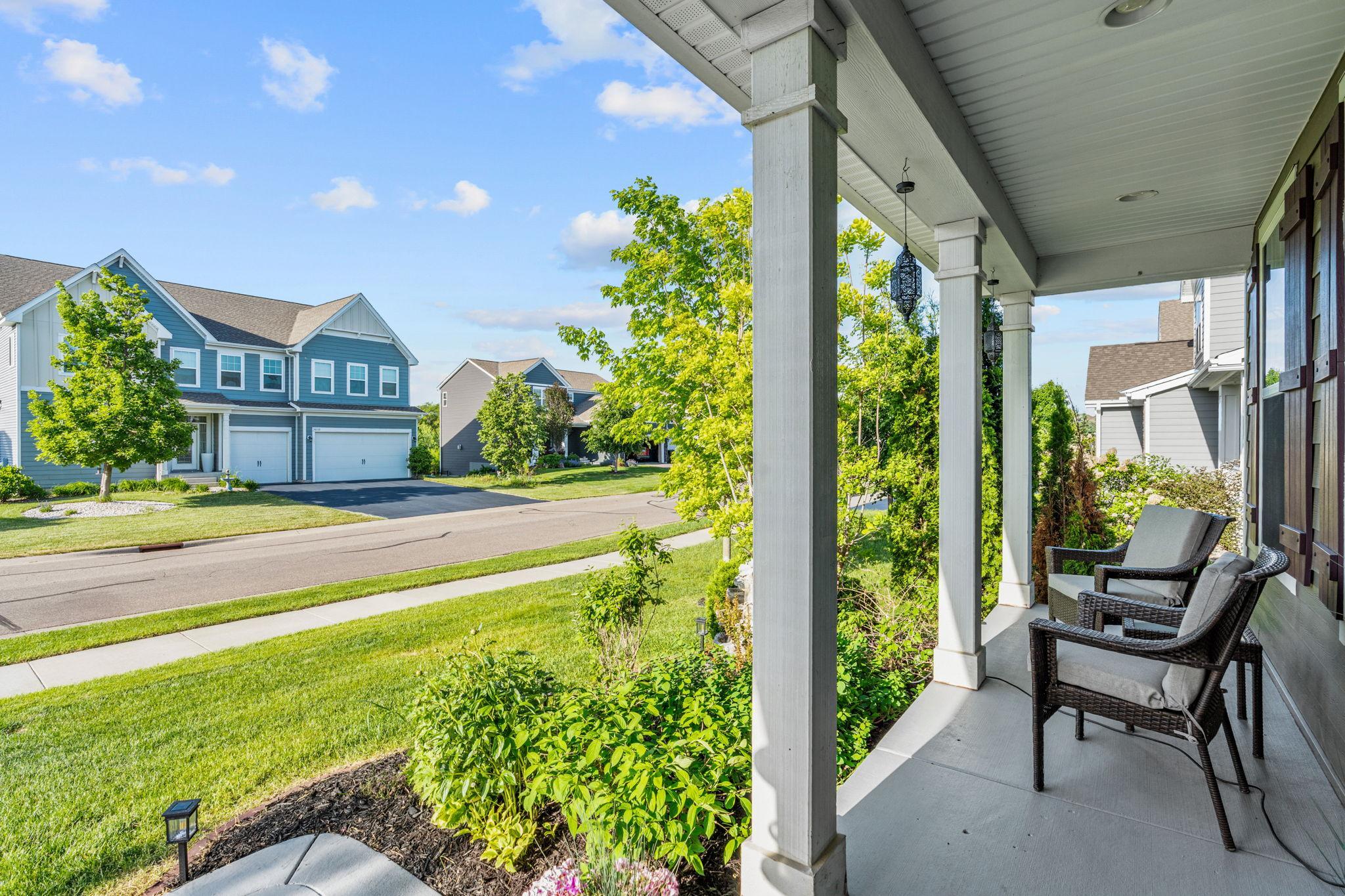 Relax on your front porch and take in peaceful neighborhood views. The deep porch layout offers a wonderful, shaded retreat during warm summer afternoons.