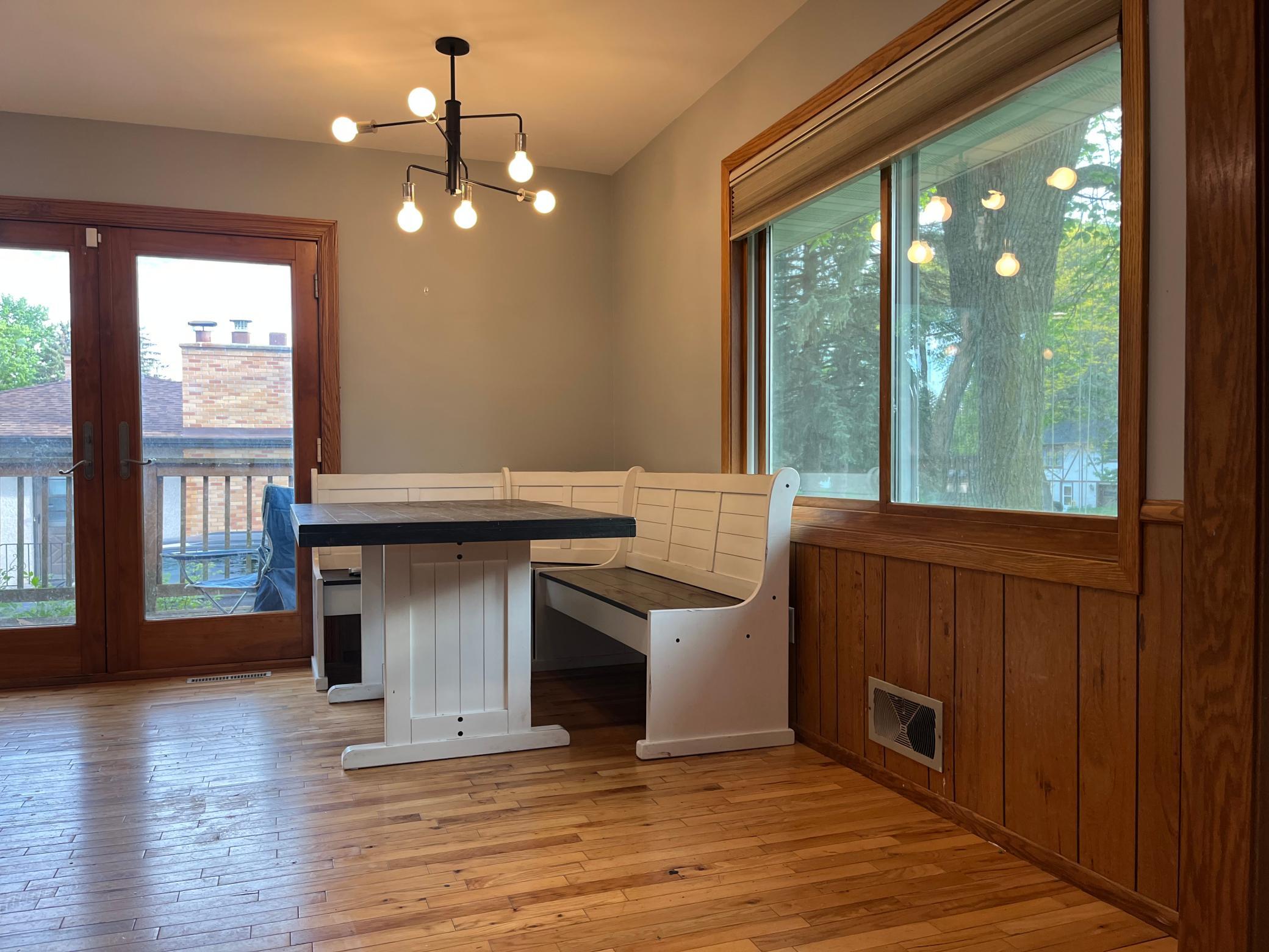 Dining area with sliding glass door to the deck