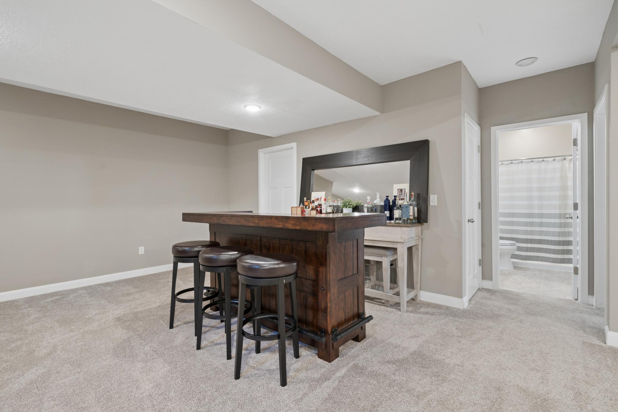 Bar area in basement