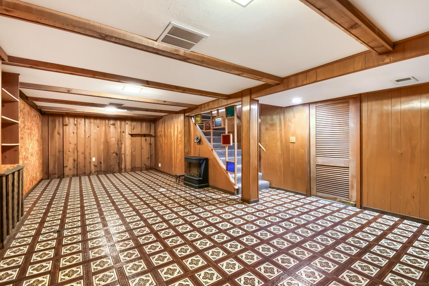 Lower level retro family room