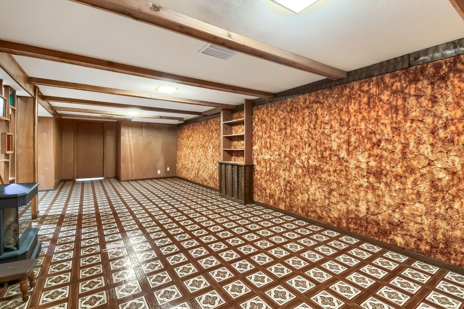 Lower level retro family room