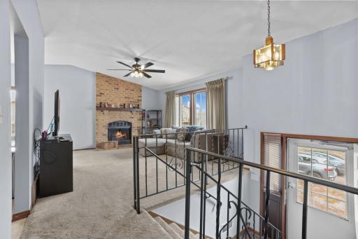 Vaulted ceilings with beautiful fireplace