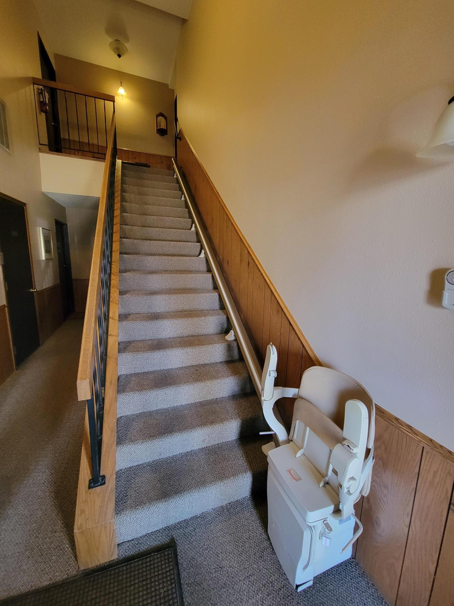 Handy stair chair lift could stay or be removed