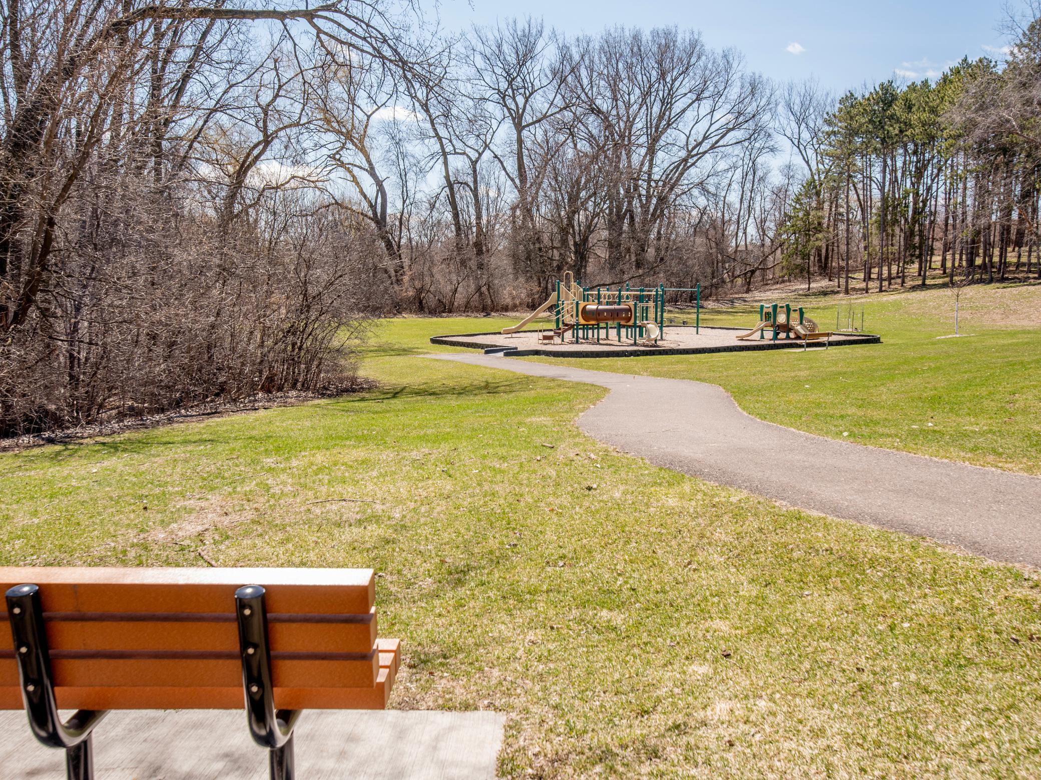 The park has green / walking space - -