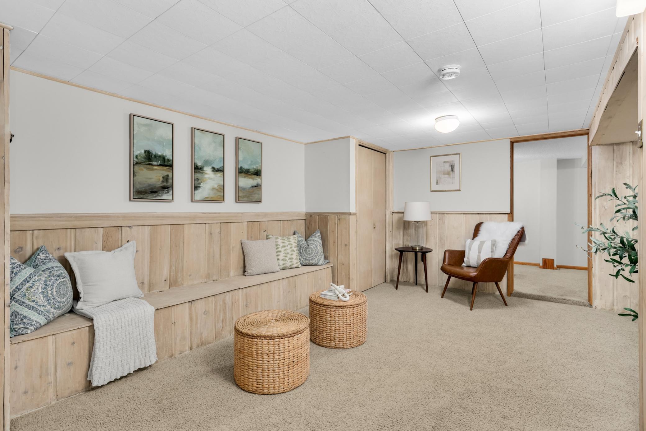 Fun reading area in lower level