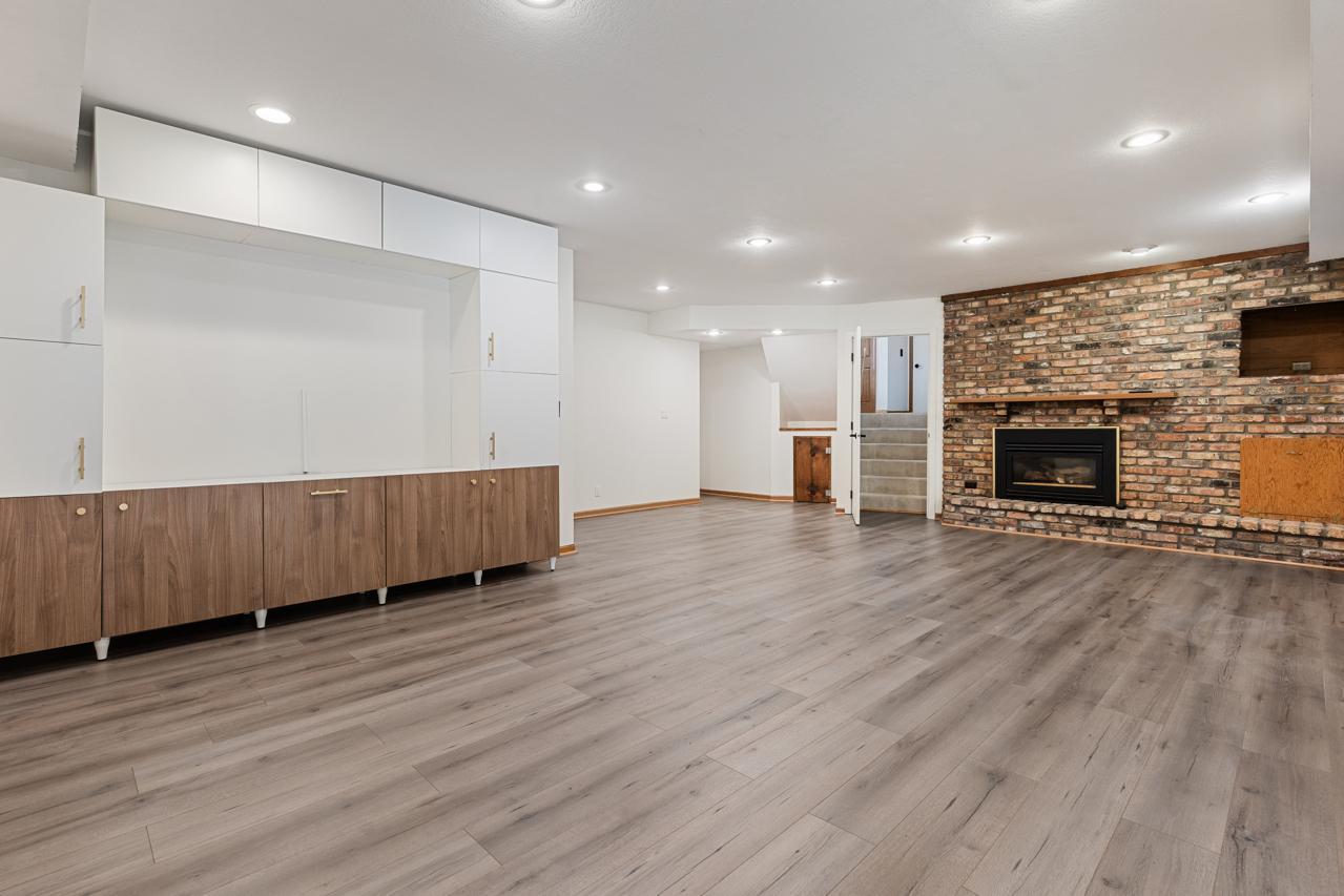 Built-ins perfect for media and organization in the lower-level family room.