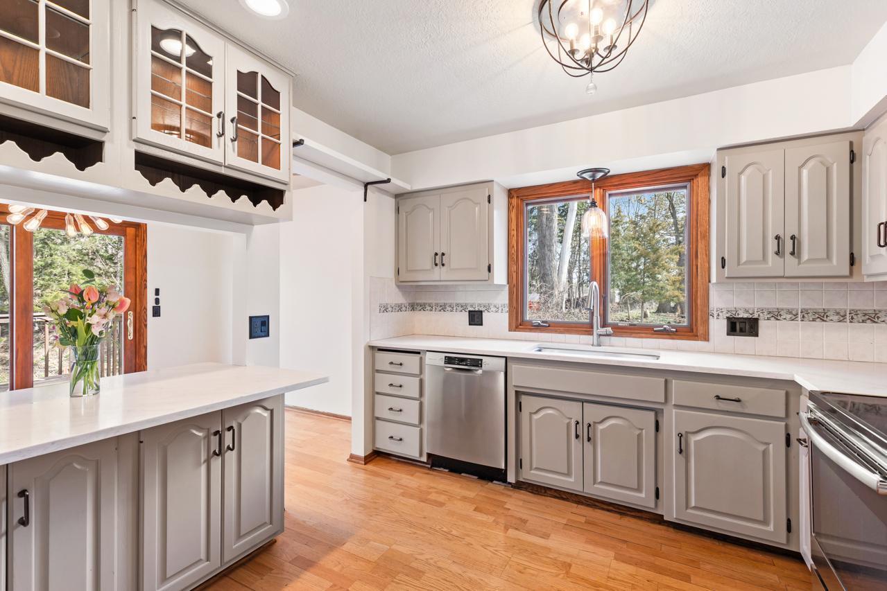 Great kitchen space with large window