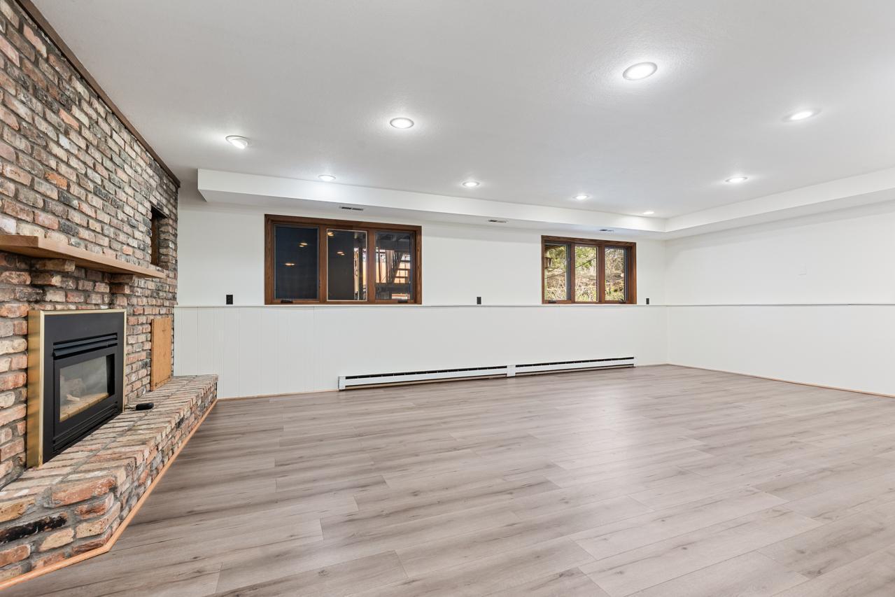 Gas Fireplace in lower level Family room.