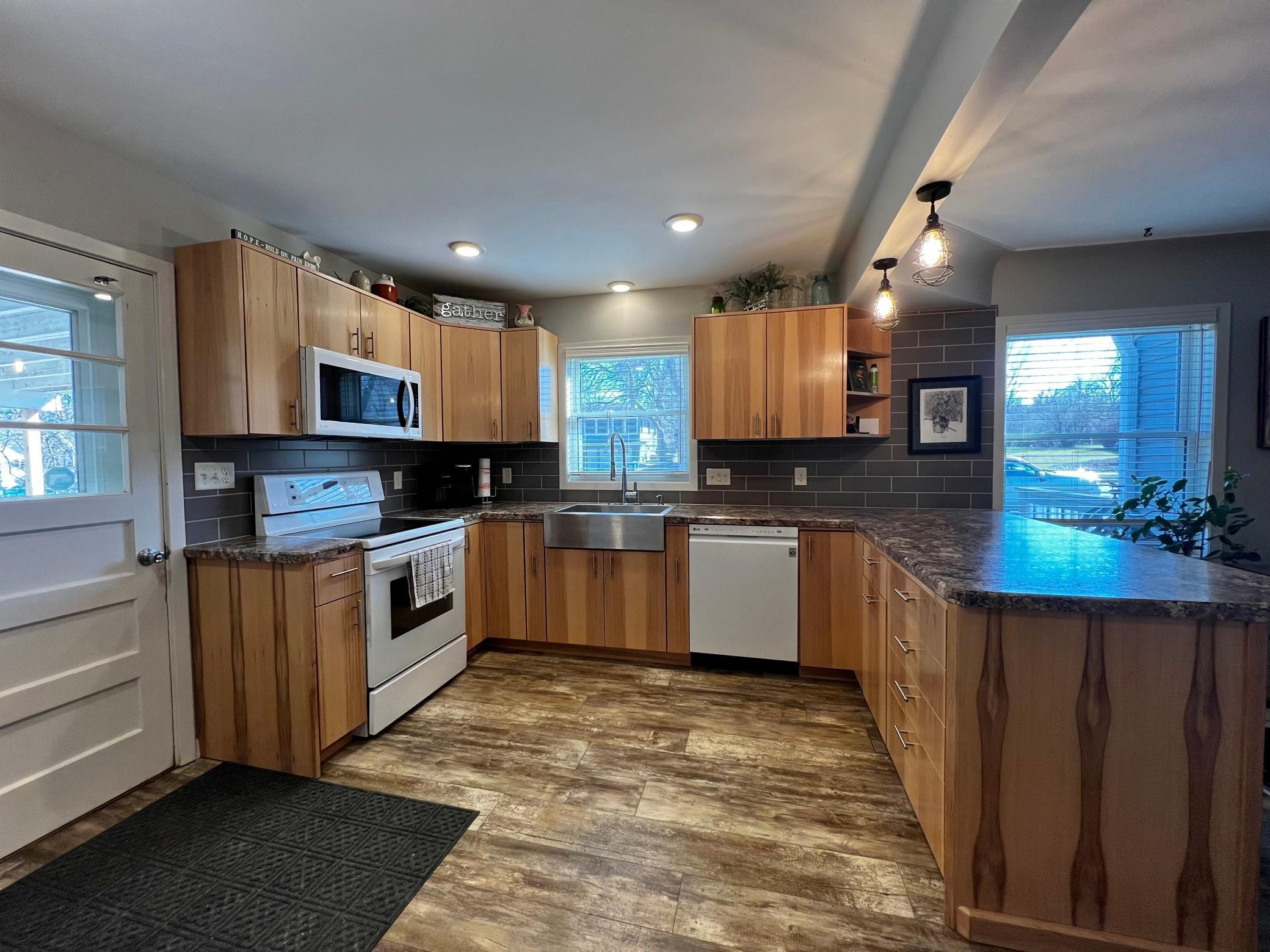 Kitchen with Beautiful Hickory Cabinets.