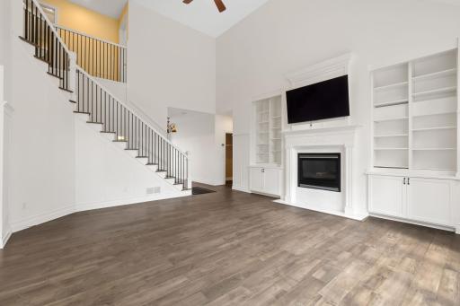 Living room with gas fireplace.