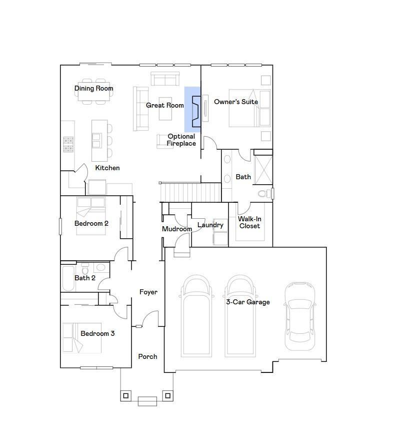 Main level floorplan of the Salem.