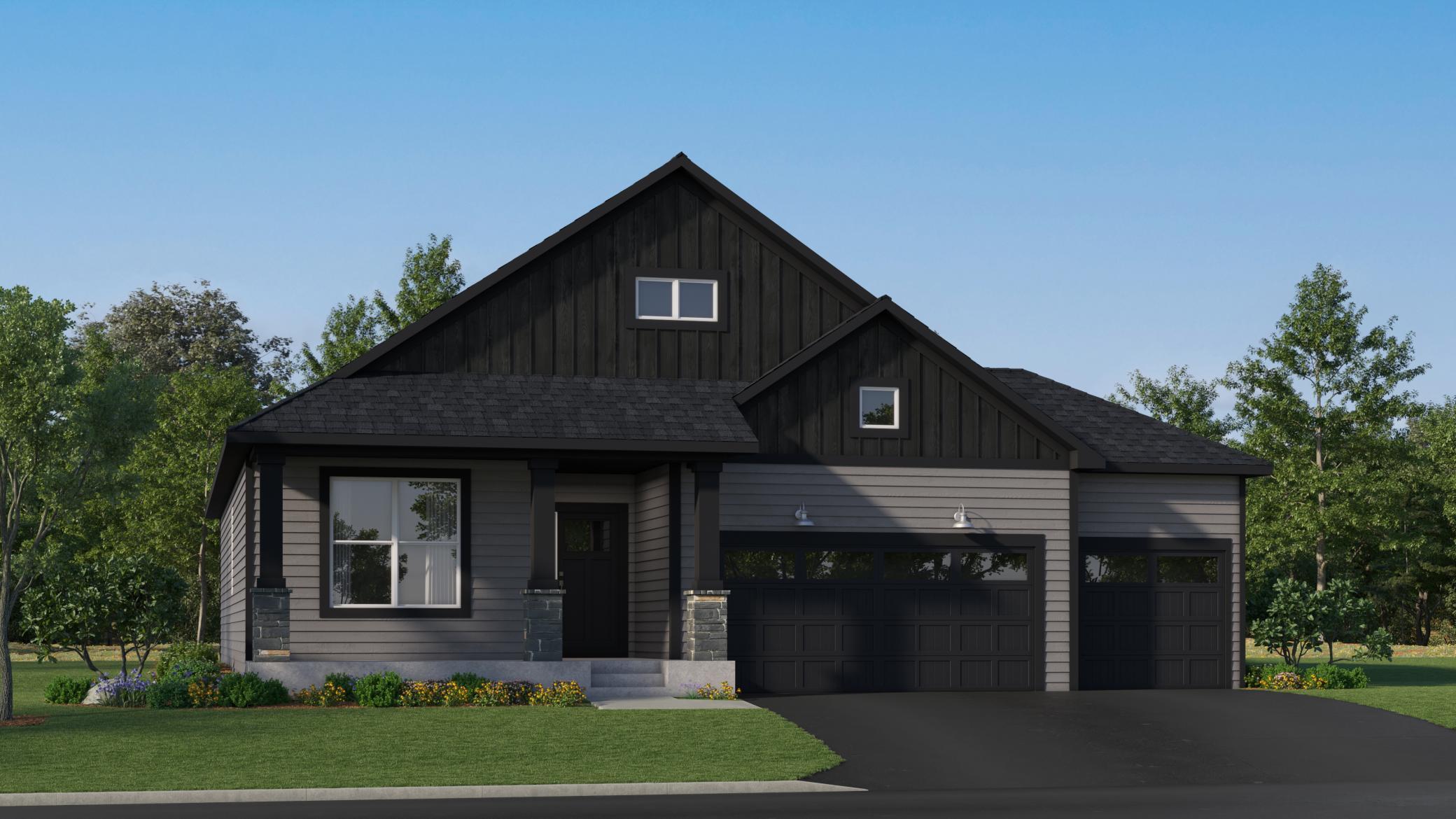 (Exterior rendering, actual home's finishes will vary.)