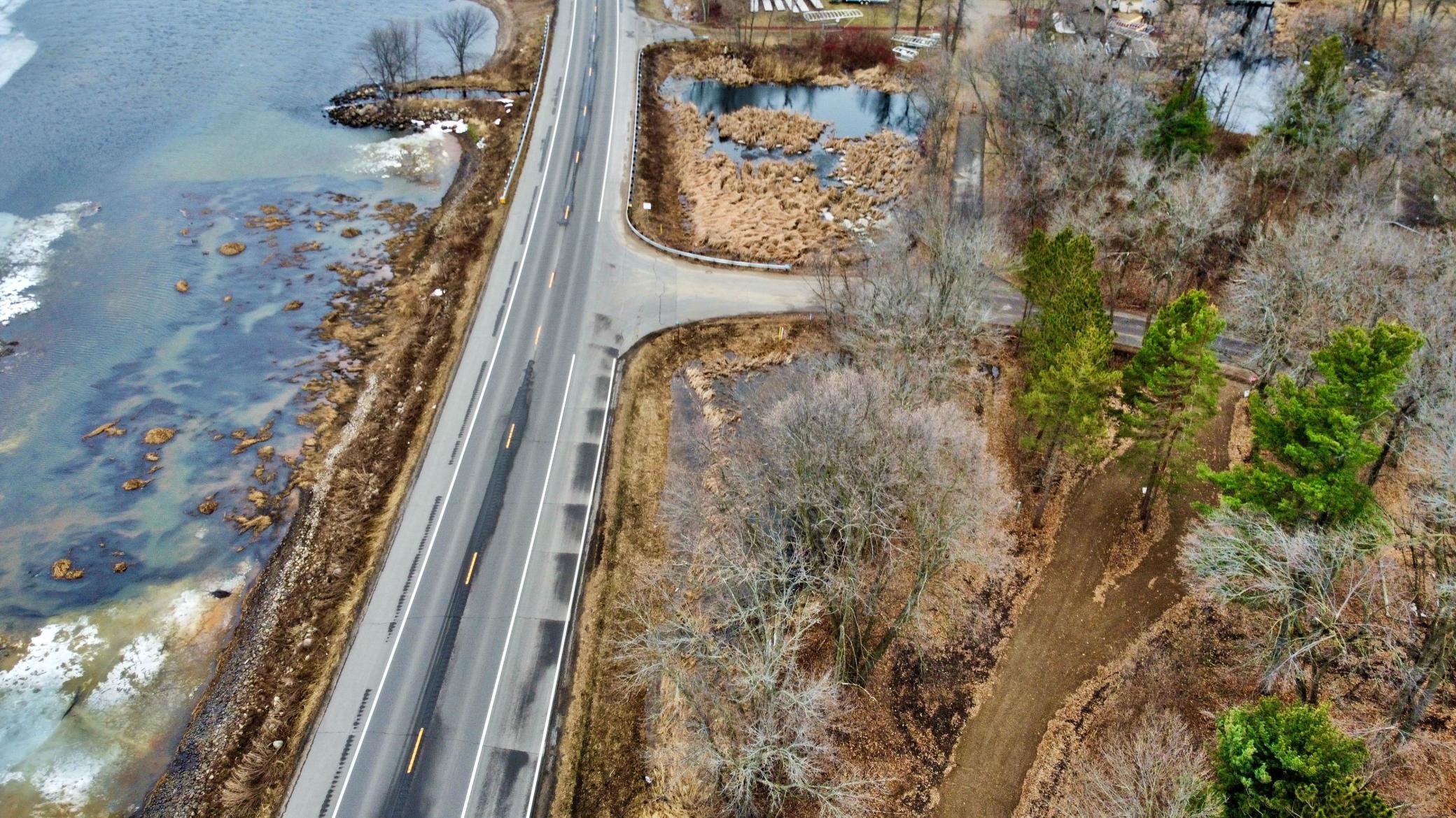 Aerial View over along the Lake Easement access road and Hwy 169.jpg