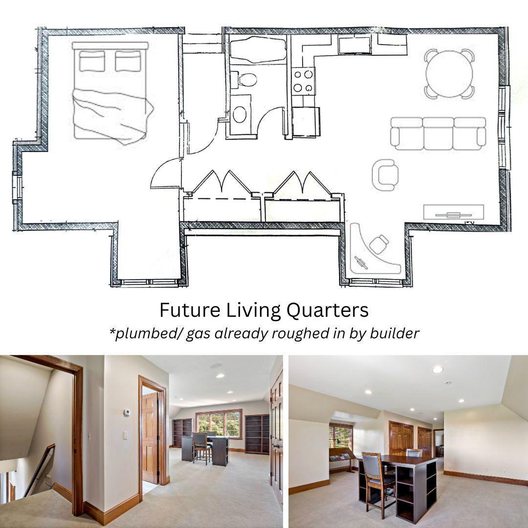 Plumbed and wired for private living quarters above the garage, or great for an art studio