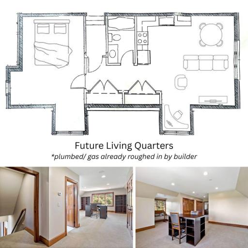 Plumbed and wired for private living quarters above the garage, or great for an art studio