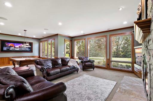 Large over sized windows in lower walkout basement