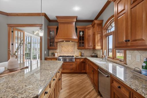 Oversized kitchen island for extra seating and entertaining