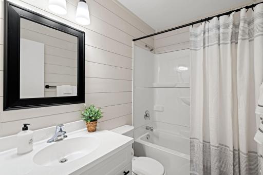 This renovated bathroom is so lovely