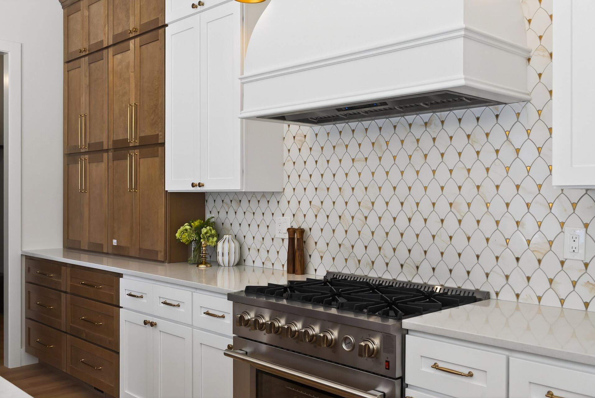 Marble mosaic backsplash